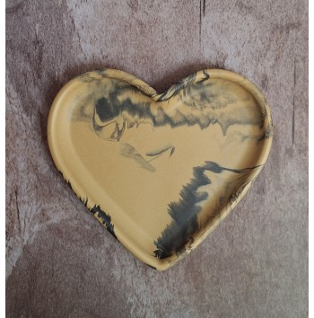 Bandeja Corazón Marmolado Ochre y Negro mod. I