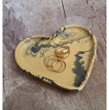Bandeja Corazón Marmolado Ochre y Negro mod. I