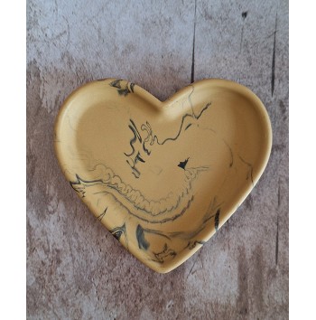 Bandeja Corazón Marmolado Ochre y Negro mod. II