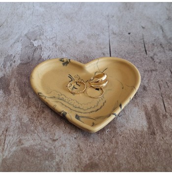 Bandeja Corazón Marmolado Ochre y Negro mod. II