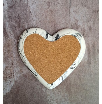 Bandeja Corazón Marmolado Blanco y Negro mod. II