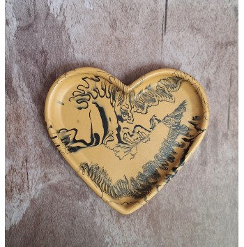 Bandeja Corazón Marmolado Ochre y Negro mod. III