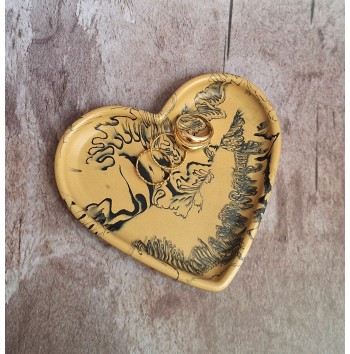 Bandeja Corazón Marmolado Ochre y Negro mod. III