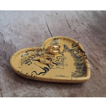 Bandeja Corazón Marmolado Ochre y Negro mod. III