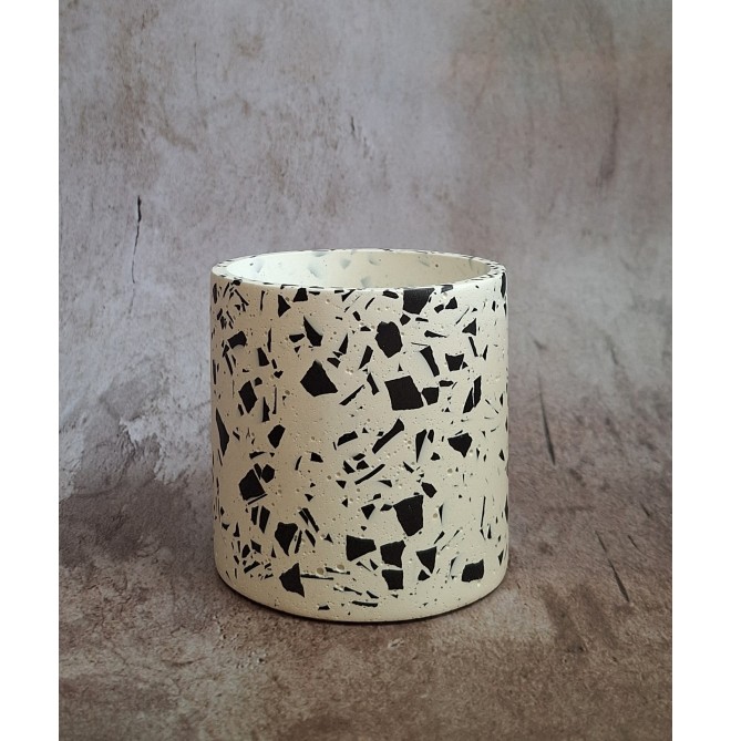 Bote Terrazzo Negro en Blanco