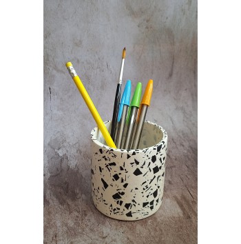 Bote Terrazzo Negro en Blanco