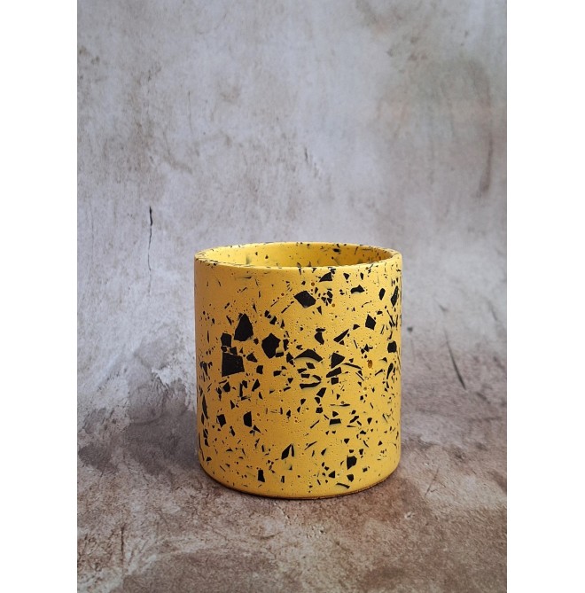 Bote Terrazzo Negro en Mostaza