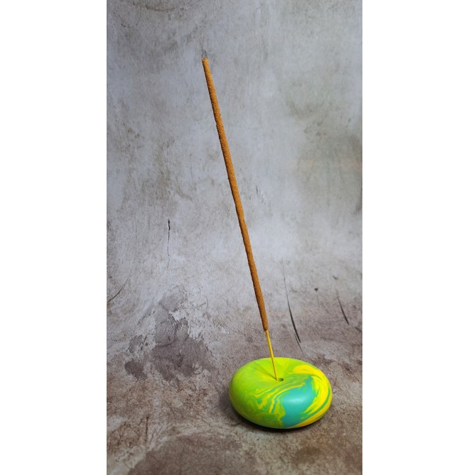 Portaincienso Marmolado Mint Oscuro/Amarillo