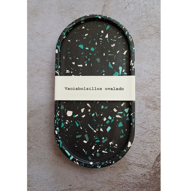 Bandeja Ovalada Terrazo verdes en negro