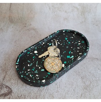 Bandeja Ovalada Terrazo verdes en negro