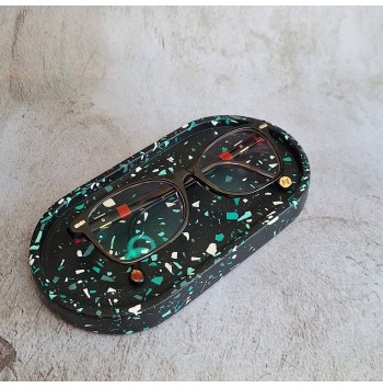 Bandeja Ovalada Terrazo verdes en negro