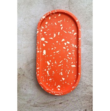 Bandeja Ovalada Terrazo blanco en rojo