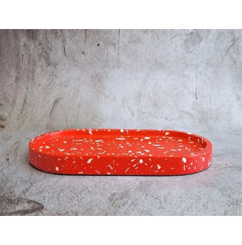 Bandeja Ovalada Terrazo blanco en rojo