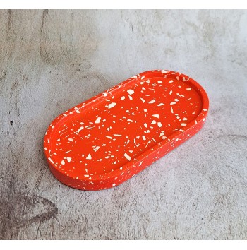 Bandeja Ovalada Terrazo blanco en rojo