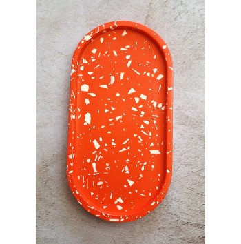 Bandeja Ovalada Terrazo blanco en rojo