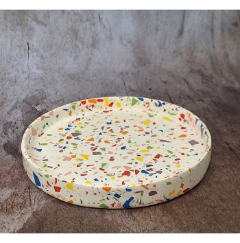 Bandeja redonda Terrazzo White