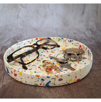 Bandeja redonda Terrazzo White