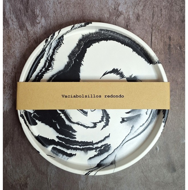 Bandeja Redonda Marmolado Blanco y Negro mod. I