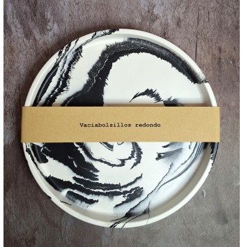 Bandeja Redonda Marmolado Blanco y Negro mod. I