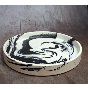 Bandeja Redonda Marmolado Blanco y Negro mod. I