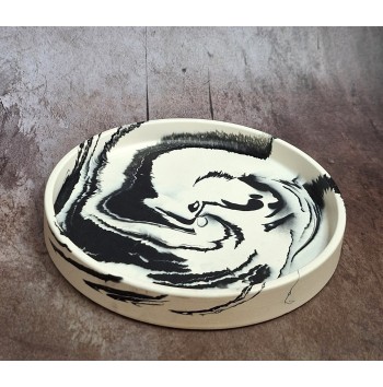 Bandeja Redonda Marmolado Blanco y Negro mod. I