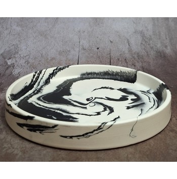 Bandeja Redonda Marmolado Blanco y Negro mod. I