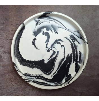 Bandeja Redonda Marmolado Blanco y Negro mod. I