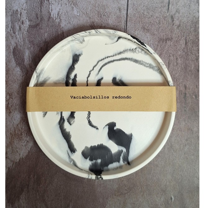 Bandeja Redonda Marmolado Blanco y Negro mod. II