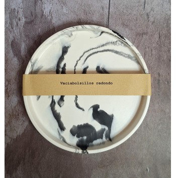 Bandeja Redonda Marmolado Blanco y Negro mod. II