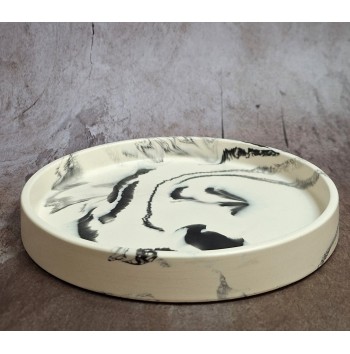 Bandeja Redonda Marmolado Blanco y Negro mod. II
