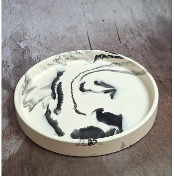 Bandeja Redonda Marmolado Blanco y Negro mod. II
