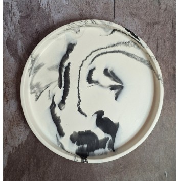 Bandeja Redonda Marmolado Blanco y Negro mod. II