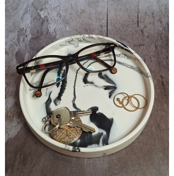 Bandeja Redonda Marmolado Blanco y Negro mod. II