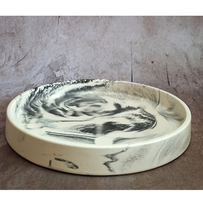 Bandeja Redonda Marmolado Blanco y Negro mod. III