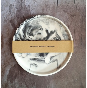 Bandeja Redonda Marmolado Blanco y Negro mod. III