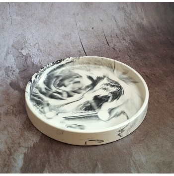 Bandeja Redonda Marmolado Blanco y Negro mod. III