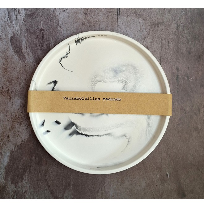 Bandeja Redonda Marmolado Blanco y Negro mod. IV