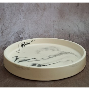 Bandeja Redonda Marmolado Blanco y Negro mod. IV