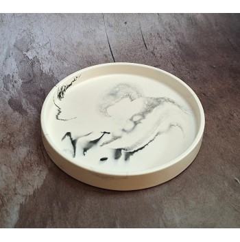 Bandeja Redonda Marmolado Blanco y Negro mod. IV