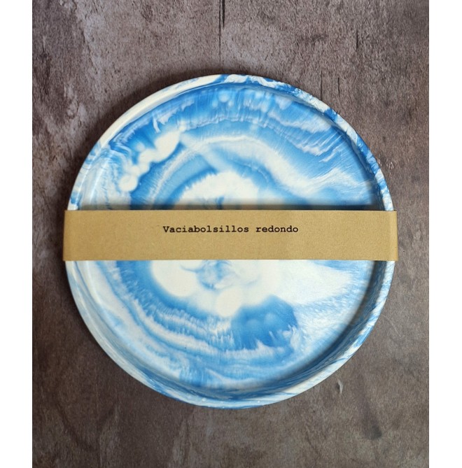 Bandeja Redonda Marmolado Blanco y Azul