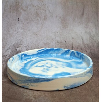 Bandeja Redonda Marmolado Blanco y Azul