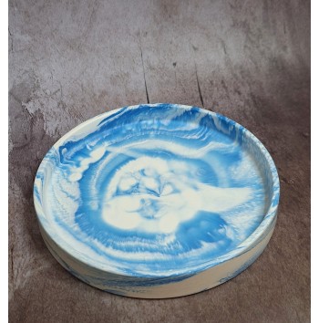 Bandeja Redonda Marmolado Blanco y Azul
