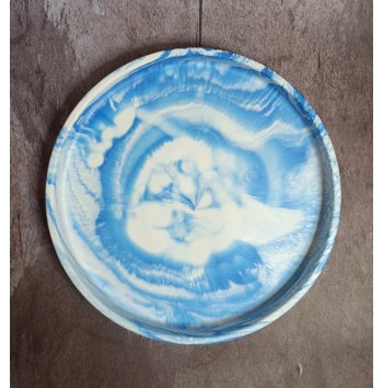 Bandeja Redonda Marmolado Blanco y Azul