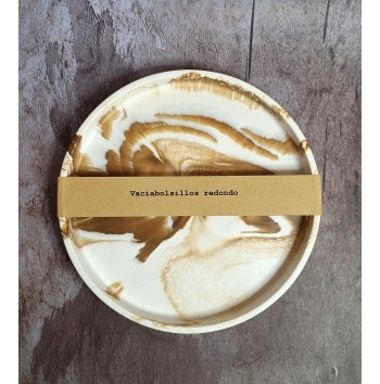 Bandeja Redonda Marmolado Blanco y Ochre