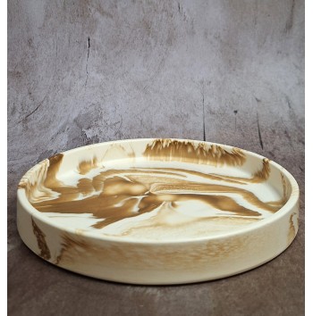 Bandeja Redonda Marmolado Blanco y Ochre