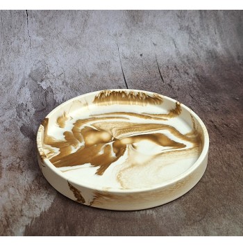 Bandeja Redonda Marmolado Blanco y Ochre