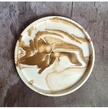 Bandeja Redonda Marmolado Blanco y Ochre