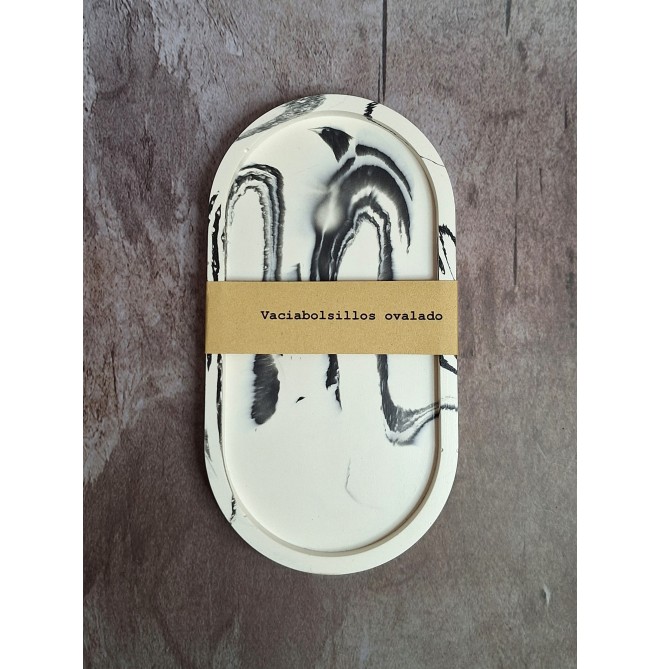 Bandeja Ovalada Marmolado Blanco y Negro mod. I