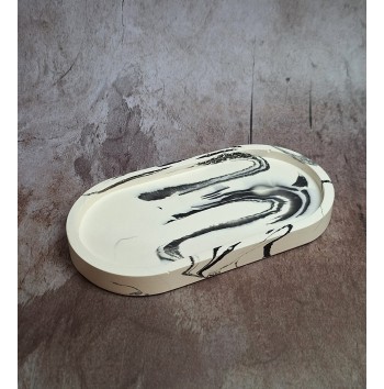 Bandeja Ovalada Marmolado Blanco y Negro mod. I