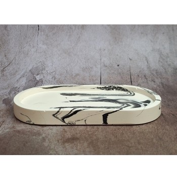 Bandeja Ovalada Marmolado Blanco y Negro mod. I